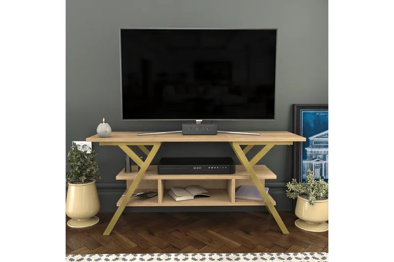 Desgrar Tv-benk 120x55 cm - Gull - Møbler - TV- & Mediamøbler - TV benk & mediabenk