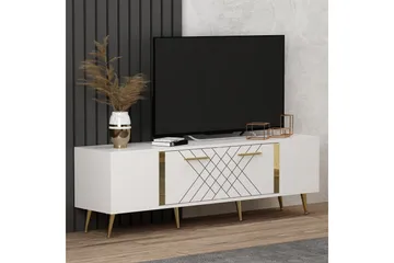 Detas TV-benk 150x35 cm Hvit/Gull - Hanah Home - Møbler - TV- & Mediamøbler - TV benk & mediabenk