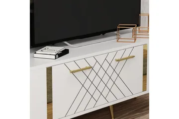 Detas TV-benk 150x35 cm Hvit/Gull - Hanah Home - Møbler - TV- & Mediamøbler - TV benk & mediabenk