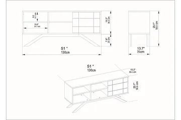 Einbeck TV-benk 130 cm - Hvit/Gull - Møbler - TV- & Mediamøbler - TV benk & mediabenk
