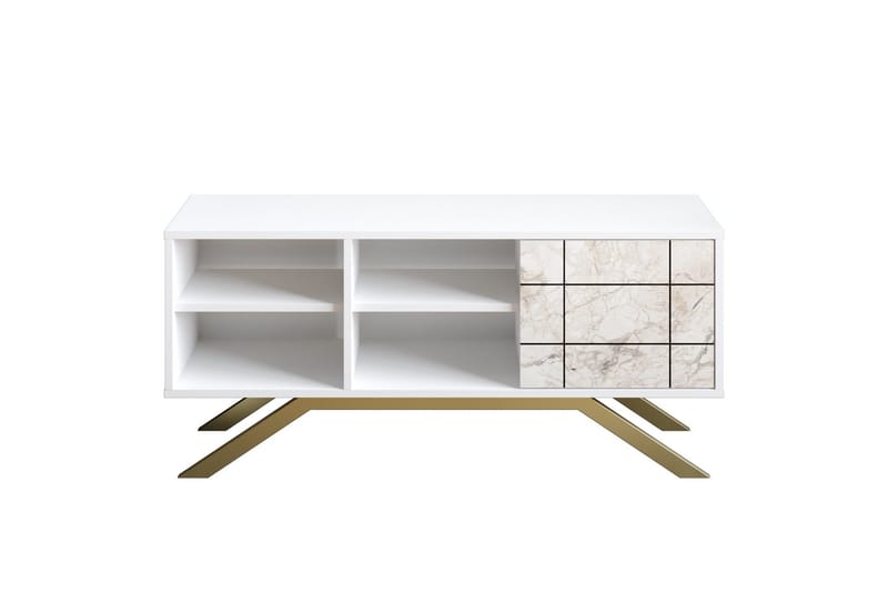 Einbeck TV-benk 130 cm - Hvit/Gull - Møbler - TV- & Mediamøbler - TV benk & mediabenk