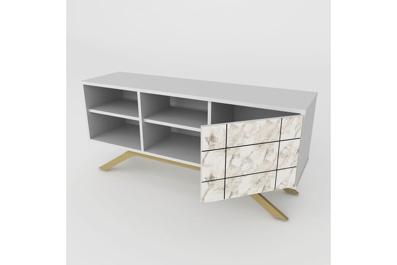 Einbeck TV-benk 130 cm - Hvit/Gull - Møbler - TV- & Mediamøbler - TV benk & mediabenk