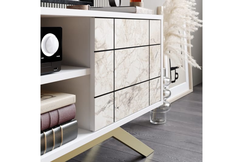 Einbeck TV-benk 130 cm - Hvit/Gull - Møbler - TV- & Mediamøbler - TV benk & mediabenk