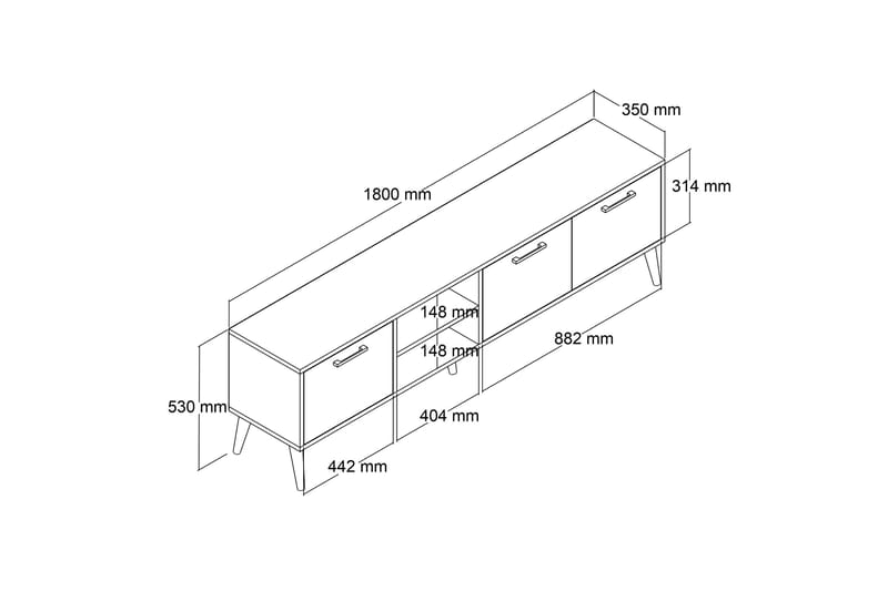 Essexa TV-benk 180x35 cm brun/hvit - Møbler - TV- & Mediamøbler - TV benk & mediabenk