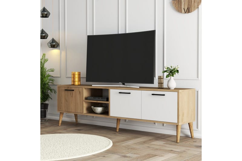 Essexa TV-benk 180x35 cm brun/hvit - Møbler - TV- & Mediamøbler - TV benk & mediabenk