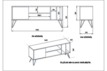 Ficociello TV-Benk 140 cm - Valnøtt|Svart|Hvit - Møbler - TV- & Mediamøbler - TV benk & mediabenk