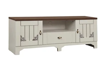 Gaszpar TV-benk 140 cm - Hvit/Valnøtt - Møbler - TV- & Mediamøbler - TV benk & mediabenk