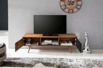 Gateau Gulvstående TV-benk 140 cm med Oppbevaring i Lyst Tre - Brun - Møbler - TV- & Mediamøbler - TV benk & mediabenk