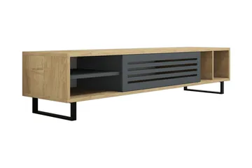 Gersby Gulvstående TV-benk 160 cm med Oppbevaring i Lyst Tre - Grå|Beige - Møbler - TV- & Mediamøbler - TV benk & mediabenk