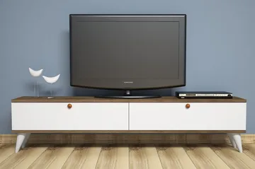 Gersby TV-Benk 160 cm - Hvit/Brun - Møbler - TV- & Mediamøbler - TV benk & mediabenk