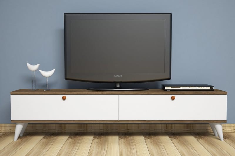 Gersby TV-Benk 160 cm, Hvit/Brun