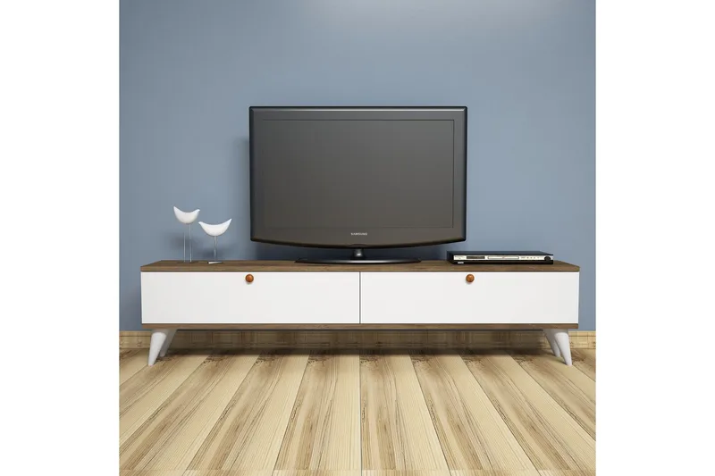 Gersby TV-Benk 160 cm - Hvit/Brun - Møbler - TV- & Mediamøbler - TV benk & mediabenk