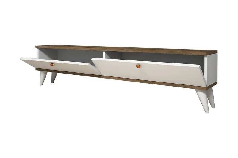 Gersby TV-Benk 160 cm - Hvit/Brun - Møbler - TV- & Mediamøbler - TV benk & mediabenk