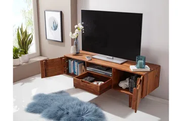 Hades Gulvstående TV-benk 135 cm med Oppbevaring i Lyst Tre - Brun - Møbler - TV- & Mediamøbler - TV benk & mediabenk