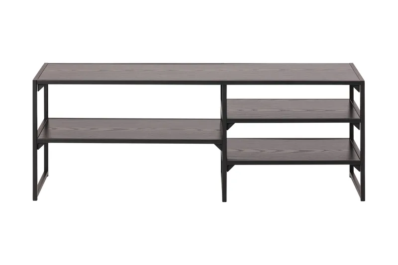 Hasslevik Tv-benk 120 cm 3 Hyller - Svart/Matt Svart - Møbler - TV- & Mediamøbler - TV benk & mediabenk