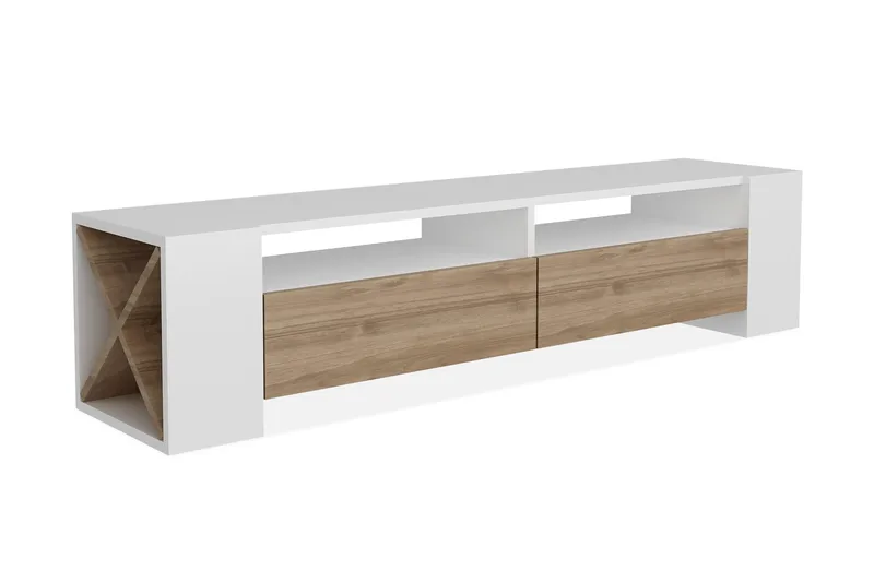 Hejde TV-benk 155 cm, Hvit/Brun