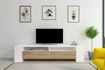 Hejde TV-benk 155 cm - Hvit/Brun - Møbler - TV- & Mediamøbler - TV benk & mediabenk