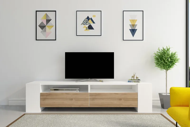 Hejde TV-benk 155 cm - Hvit/Brun - Møbler - TV- & Mediamøbler - TV benk & mediabenk