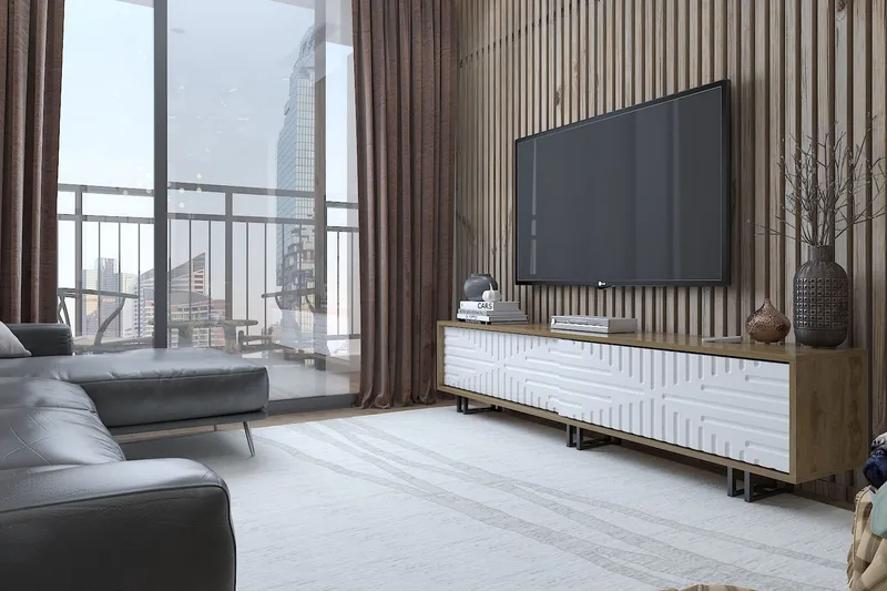 Hejde TV-Benk 180 cm - Brun/Hvit - Møbler - TV- & Mediamøbler - TV benk & mediabenk