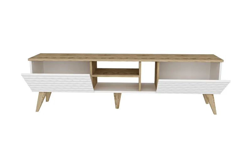 Hejde TV-Benk 180 cm - Hvit/Brun - Møbler - TV- & Mediamøbler - TV benk & mediabenk