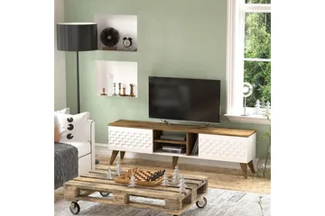 Hejde TV-Benk 180 cm - Hvit/Brun - Møbler - TV- & Mediamøbler - TV benk & mediabenk