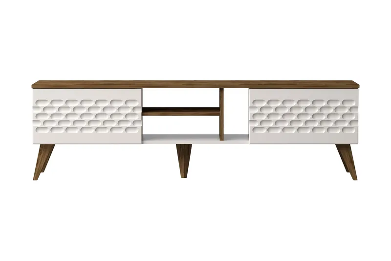 Hejde TV-Benk 180 cm, Hvit/Brun