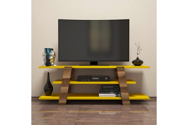 Hovdane TV-Benk 120 cm - Brun/Gul - Møbler - TV- & Mediamøbler - TV benk & mediabenk