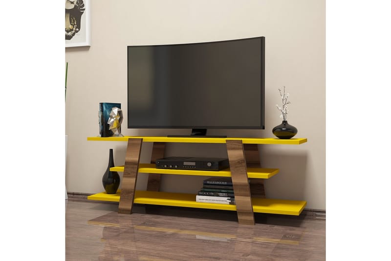 Hovdane TV-Benk 120 cm - Brun/Gul - Møbler - TV- & Mediamøbler - TV benk & mediabenk