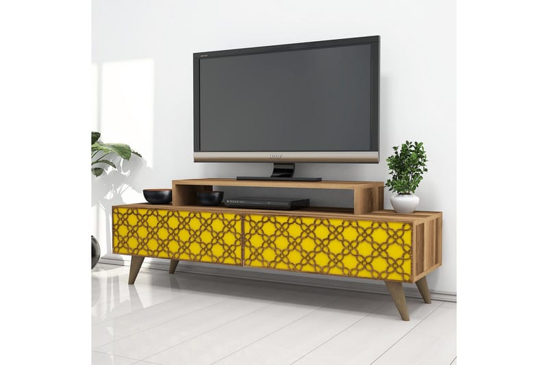 Hovdane TV-Benk 140 cm - Brun/Gul - Møbler - TV- & Mediamøbler - TV benk & mediabenk