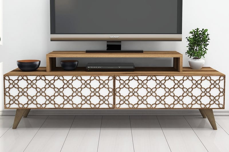 Hovdane TV-Benk 140 cm, Brun/Hvit