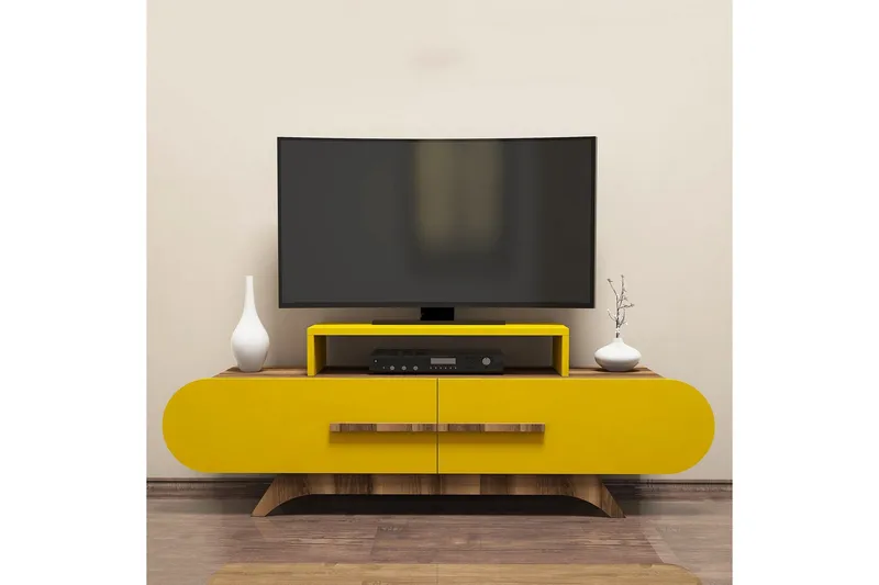 Hovdane TV-Benk 145 cm - Brun/Gul - Møbler - TV- & Mediamøbler - TV benk & mediabenk