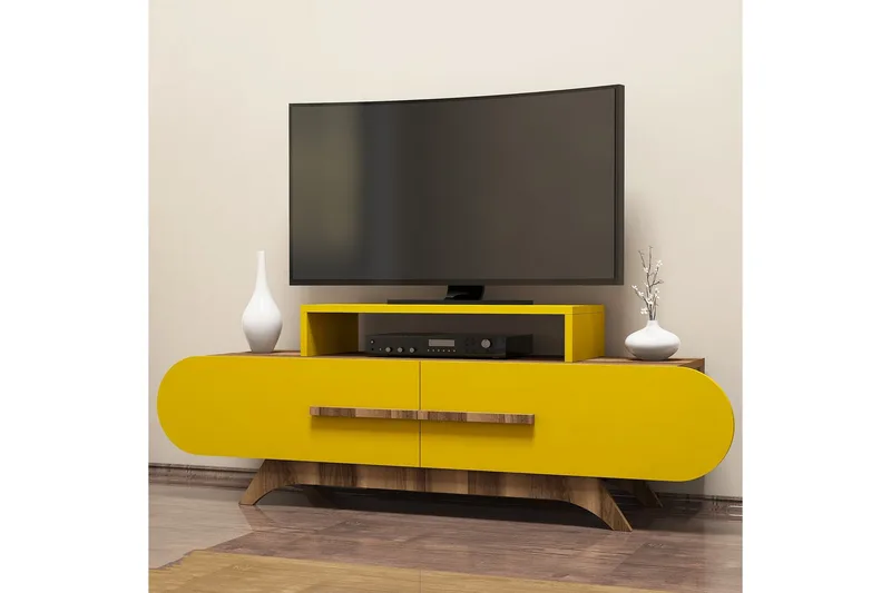 Hovdane TV-Benk 145 cm - Brun/Gul - Møbler - TV- & Mediamøbler - TV benk & mediabenk
