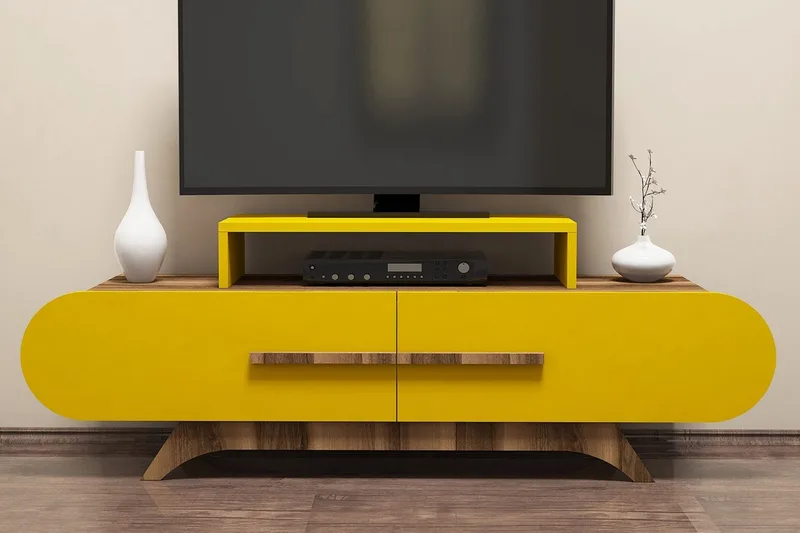Hovdane TV-Benk 145 cm, Brun/Gul