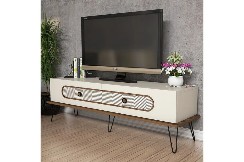Hovdane TV-benk 145 cm - Brun/Hvit - Møbler - TV- & Mediamøbler - TV benk & mediabenk