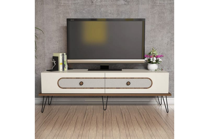 Hovdane TV-benk 145 cm - Brun/Hvit - Møbler - TV- & Mediamøbler - TV benk & mediabenk