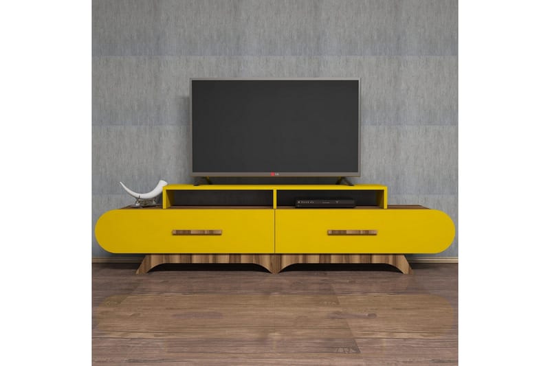 Hovdane TV-Benk 205 cm - Brun/Gul - Møbler - TV- & Mediamøbler - TV benk & mediabenk