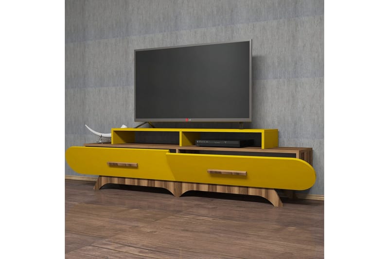 Hovdane TV-Benk 205 cm - Brun/Gul - Møbler - TV- & Mediamøbler - TV benk & mediabenk