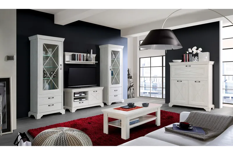 Hurlston TV-Benk 123 cm - Hvit - Møbler - TV- & Mediamøbler - TV benk & mediabenk