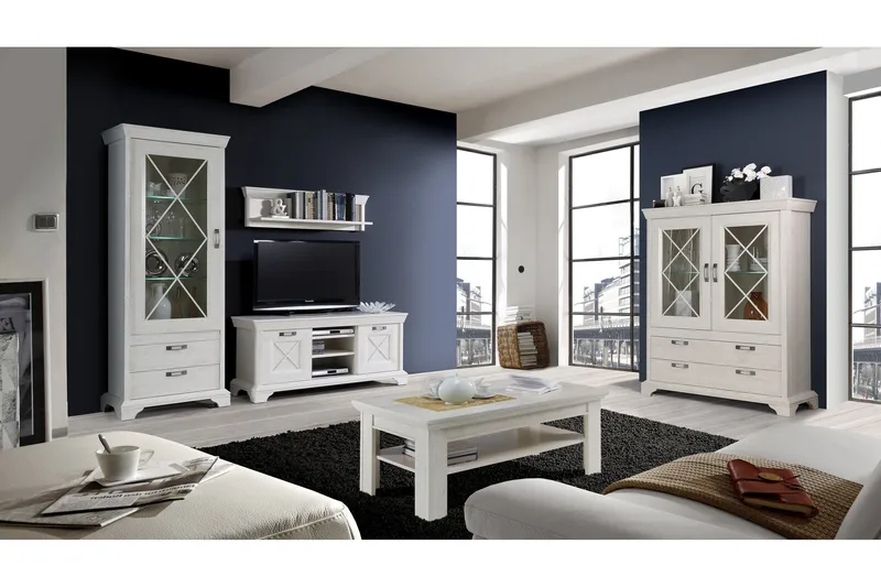 Hurlston TV-Benk 147 cm - Hvit - Møbler - TV- & Mediamøbler - TV benk & mediabenk