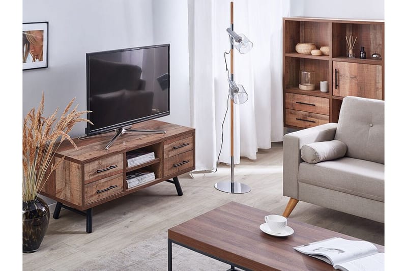 Illari Gulvstående TV-benk 127 cm med Oppbevaring i Lyst Tre - Brun - Møbler - TV- & Mediamøbler - TV benk & mediabenk
