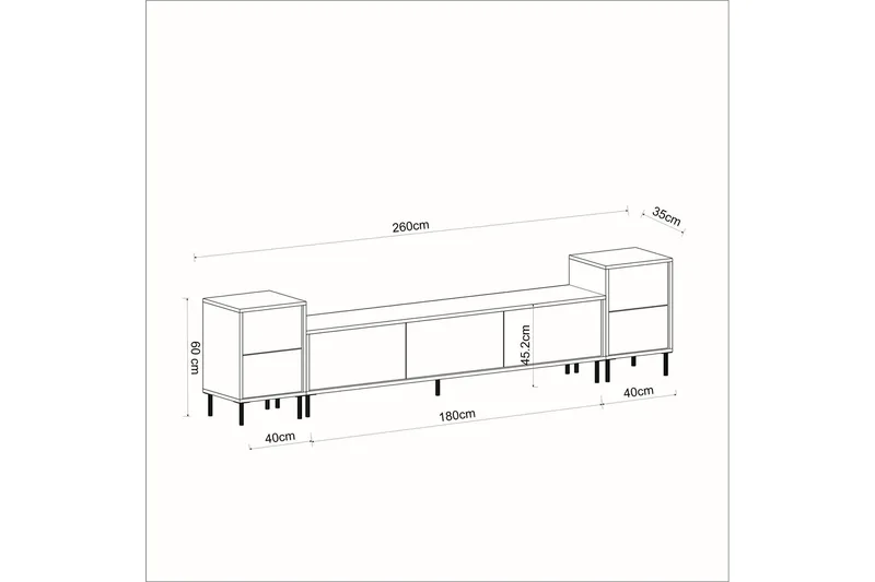 Imaj TV-benk 260 cm - Gull/Svart/Hvit - Møbler - TV- & Mediamøbler - TV benk & mediabenk
