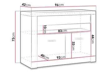 Indianapolis TV-benk 96x42x73 cm - Hvit - Møbler - TV- & Mediamøbler - TV benk & mediabenk
