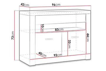 Indianapolis TV-benk 96x42x73 cm - Hvit - Møbler - TV- & Mediamøbler - TV benk & mediabenk