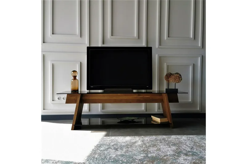 Jamerria TV-benk 158 cm - Valnøtt/Svart - Møbler - TV- & Mediamøbler - TV benk & mediabenk