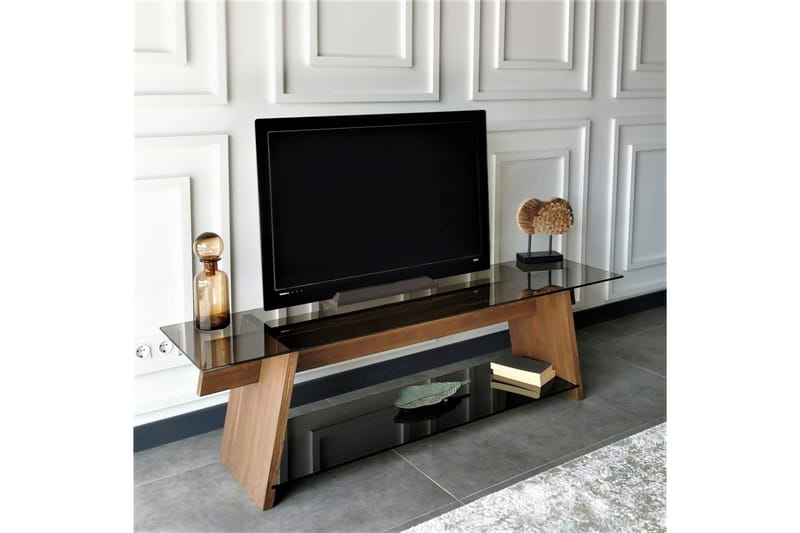 Jamerria TV-benk 158 cm - Valnøtt/Svart - Møbler - TV- & Mediamøbler - TV benk & mediabenk