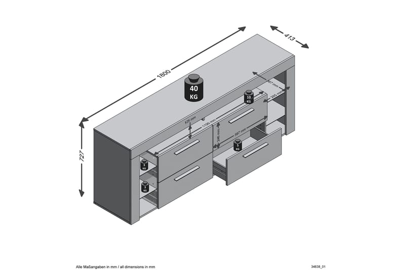 Jernae TV-Benk 180 cm - Brun - Møbler - TV- & Mediamøbler - TV benk & mediabenk