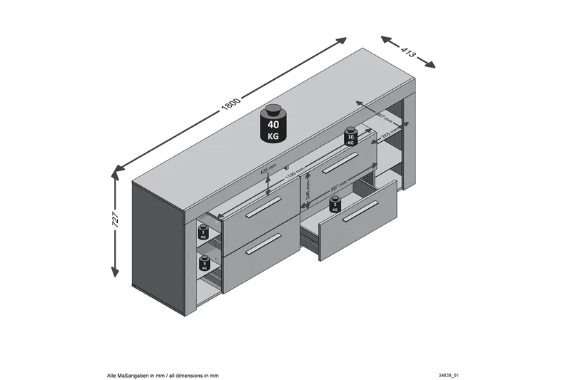 Jernae TV-Benk 180 cm - Hvit - Møbler - TV- & Mediamøbler - TV benk & mediabenk