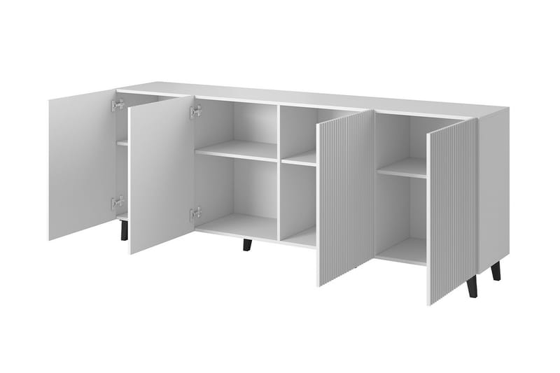 Juniskär Skjenk med oppbevaring 40x82x200 cm - Hvit / Svart / Tre / Ribbet - Møbler - TV- & Mediamøbler - TV benk & mediabenk