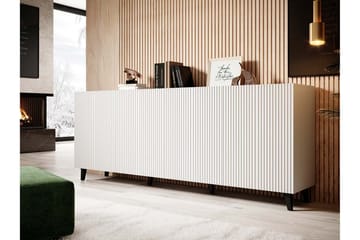 Juniskär Skjenk med oppbevaring 40x82x200 cm - Hvit / Svart / Tre / Ribbet - Møbler - TV- & Mediamøbler - TV benk & mediabenk