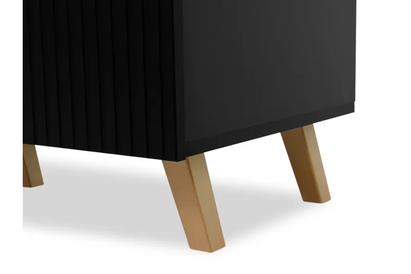 Juniskär TV-benk med Oppbevaring + Hyller 40x52x200 cm - Svart / Brun / Ribbet - Møbler - TV- & Mediamøbler - TV benk & mediabenk